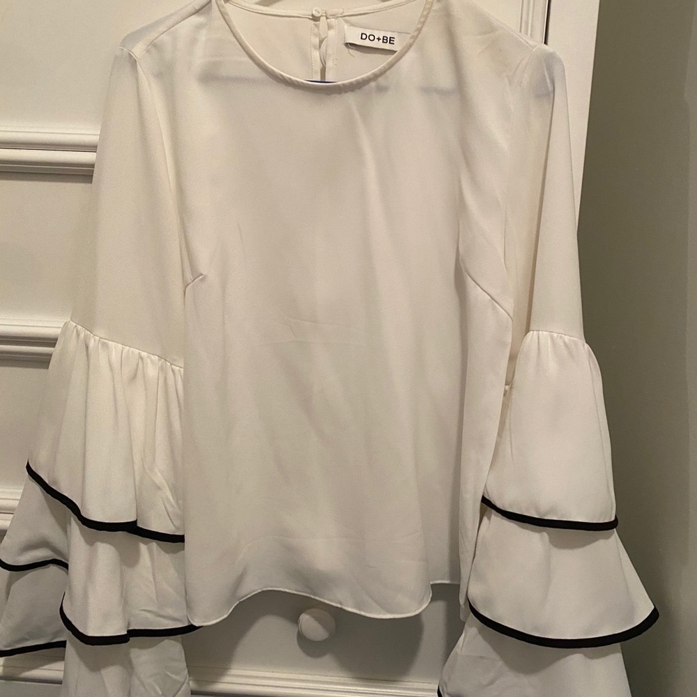 Tiered Sleeved White Blouse